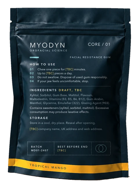 Back of the Tropical Mango pouch: ingredients, directions and the Supplied by box for the practice stamp.